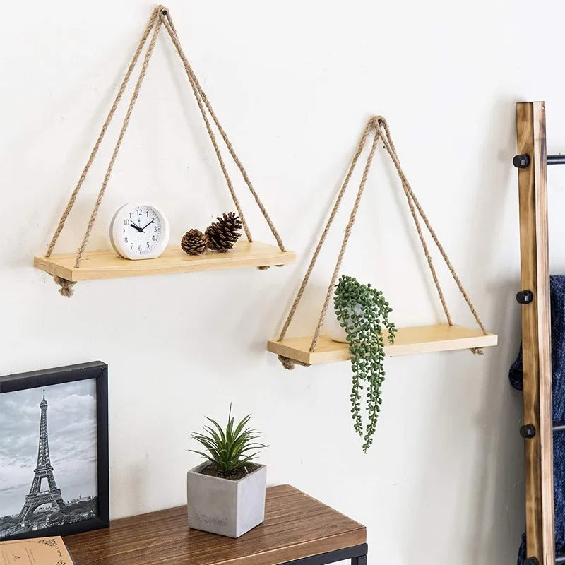 Wooden Rope Swing Shelf