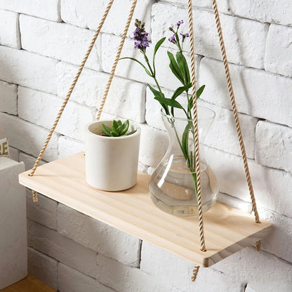 Wooden Rope Swing Shelf